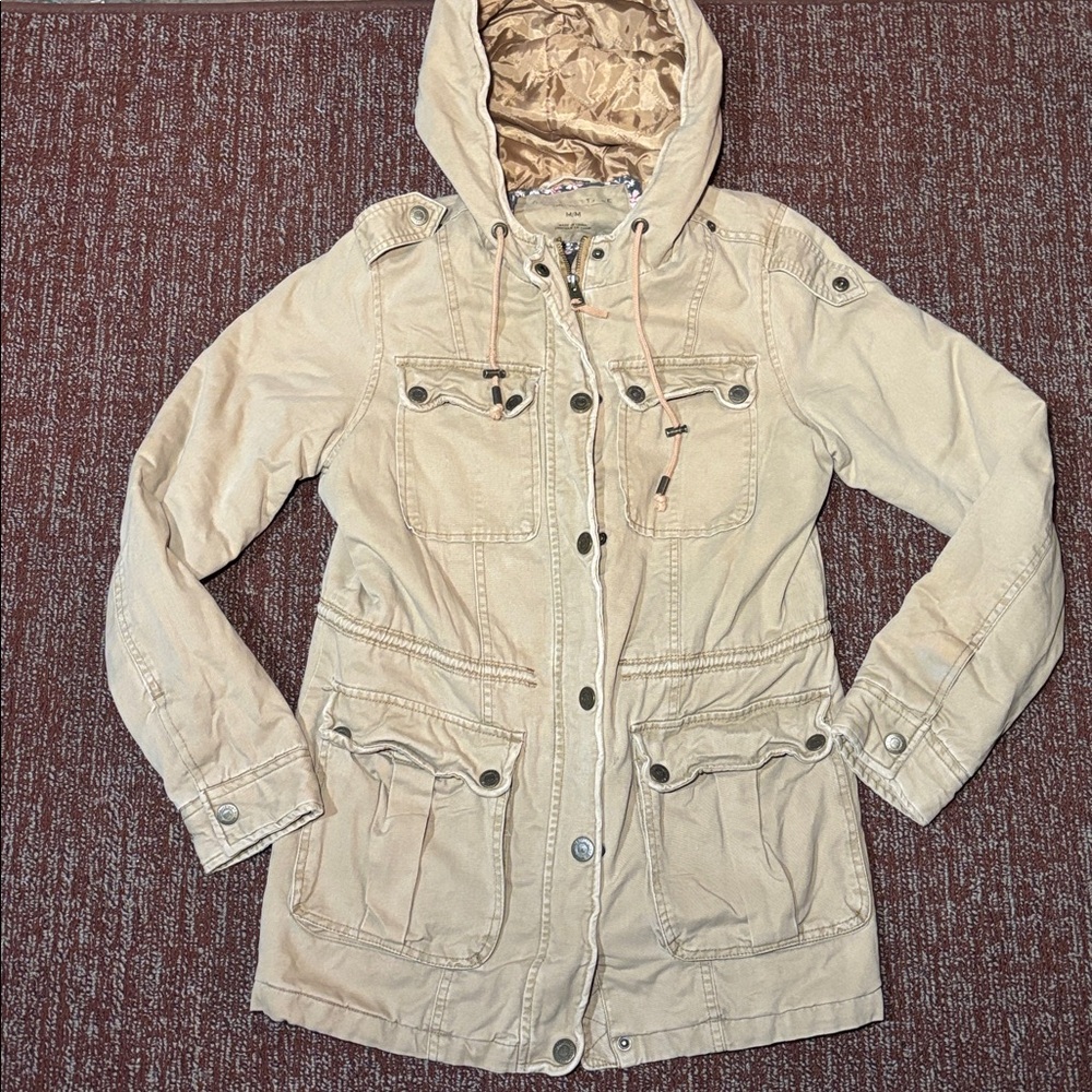 Y2k Aeropostale beige Hooded Jacket casual utility jacket barn military jacket